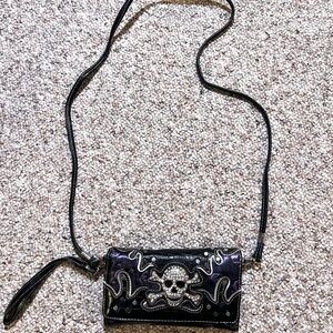 Y2K Hot Topic Embellished Skull Crossbody Wallet Purse - Purple/Black